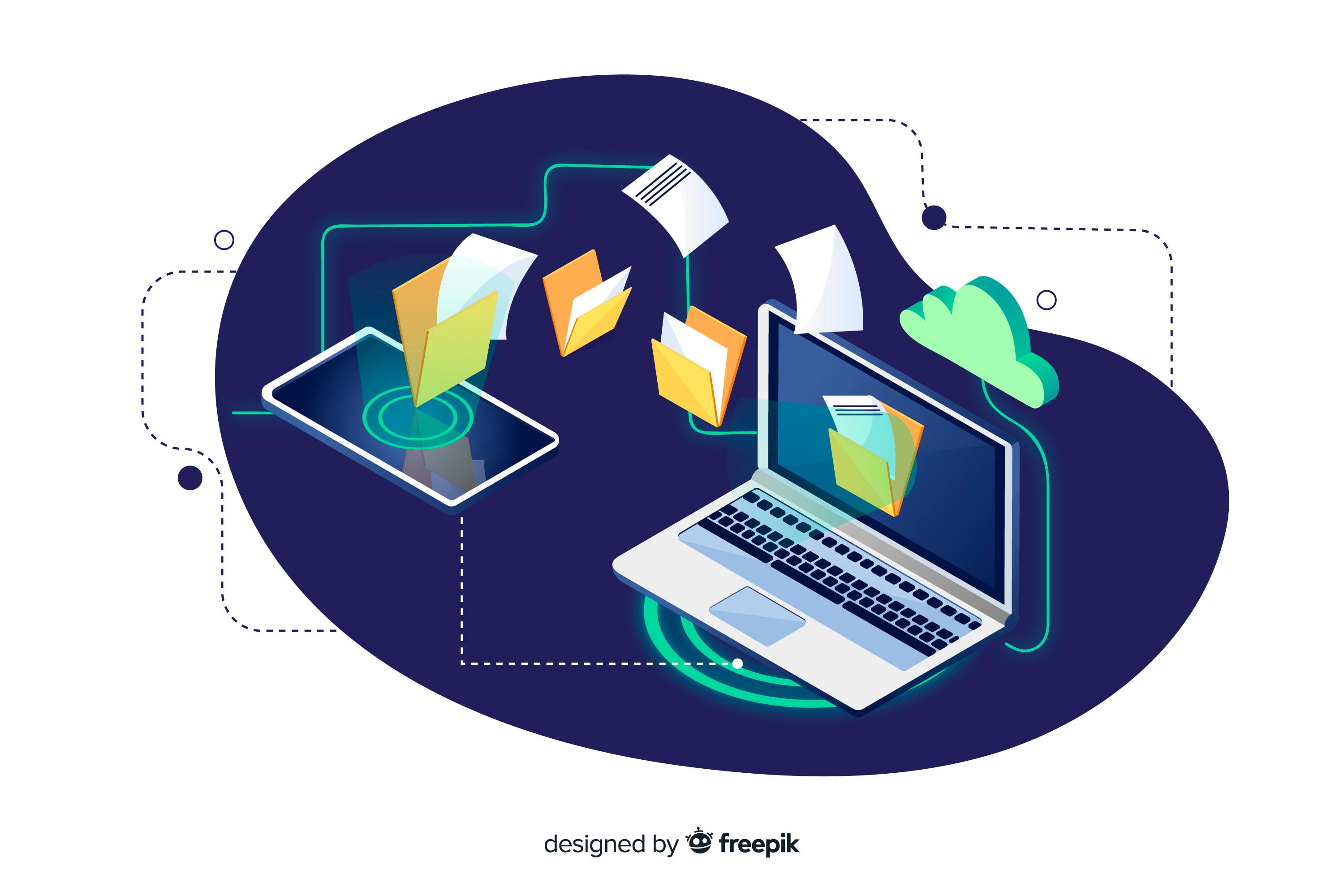 An illustration of file exchange between mobile and desktop device
