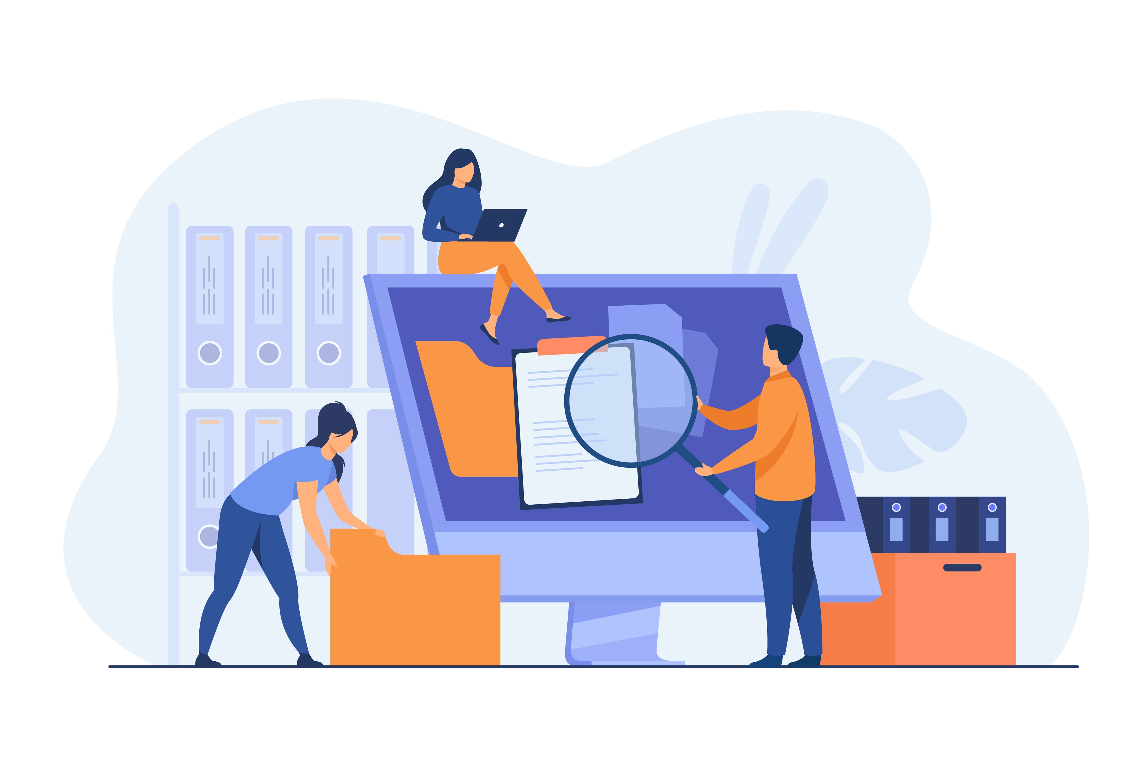 An illustration of a files management process
