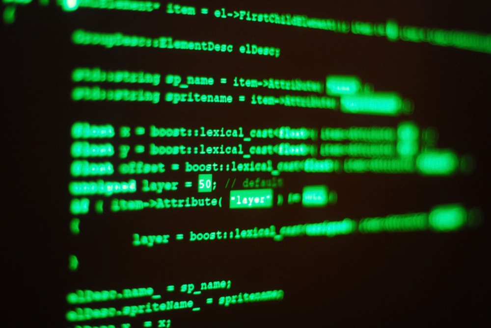 An pictorial display of computer codes written in green on black background.